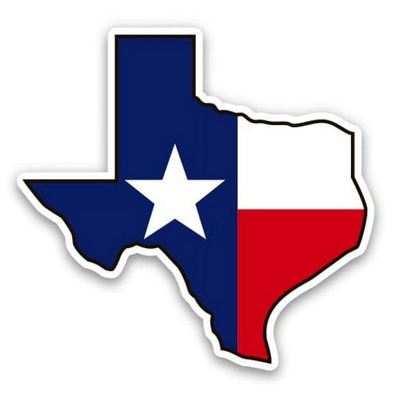 Texas Flag State Shape Lone Star - 3" Vinyl Sticker - For Car Laptop Water Bottle Phone - Waterproof Decal