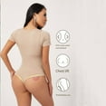 thumbnail image 5 of Viluyesy Shapewear for Womens, Seamless Short Sleeve Tummy Control Slim Fit Yogo Trainer Thong Bodysuit Beige M, 5 of 8