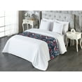 thumbnail image 3 of Leafy Design Bed Runner, Modern Color Palette Tropical Jungle Leaves Pattern on Dark Back, Decorative Accent Bedding Scarf for Hotels Homes & Guest Rooms, King, Dark Coral Slate Blue, by Ambesonne, 3 of 3