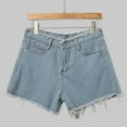 thumbnail image 4 of Huesdet Women's High Waisted Denim Shorts Casual Ripped Summer Hot Short Jeans Frayed Distressed Jeans Shorts with Pockets(Light Blue,S), 4 of 9