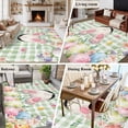 thumbnail image 5 of Large Area Rugs for Living Room Bedroom, Easter 6'x9' Rug Washable Carpet Runner Indoor Outdoor, Spring Rabbit Feet Wildflowers Eggs Green Lattice Non Slip Floor Mats Rug for Kitchen, Playroom, 5 of 8