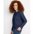 thumbnail image 2 of Hanes EcoSmart Women's Fleece Sweatshirt, V-Notch Navy Heather XL, 2 of 5
