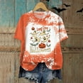 thumbnail image 4 of zaveiop Halloween T Shirts for Women Pumpkin Printed Funny Short Sleeve Shirts Fall Scary Black Cat Crewneck Halloween (Orange, XL), 4 of 5