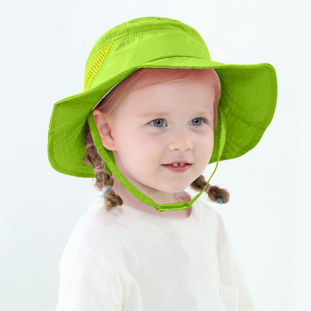 TOWED22 Hats for Girls Girls Mesh Kids Boys Foldable Hat Hat Summer Hat  Fishing Hat Beach Sunscreen Sun Bucket 1-4Y Kids,Green