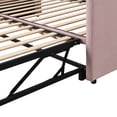 thumbnail image 6 of Twin Size Upholstered Daybed with Pop Up Trundle, Velvet Fabric Daybed Converts to Irregular King, No Box Spring Needed for Guest Room Living Room, Pink, 6 of 8