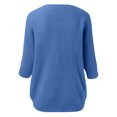 thumbnail image 5 of Siilsaa Cable Knit Sweater Women Round Neck Knit Sweaters Burnt Sweater Slit Sweater Women's 3/4 Sleeve Comfort Sweater Shirt Blue,M, 5 of 5
