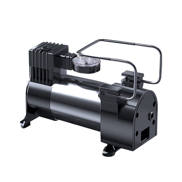 Double Cylinder Car Air Pump Portable High Power For Inflating Car Tires Motorcycles Bicycles Balls And Inflatables With Mechanical Gauge