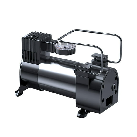 Double Cylinder Car Air Pump Portable High Power For Inflating Car Tires Motorcycles Bicycles Balls And Inflatables With Mechanical Gauge