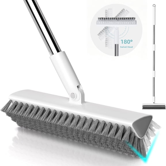 Maoface Floor Scrub Brush with Long Handle, 55" Grout Brush for Bathroom Tile Garage