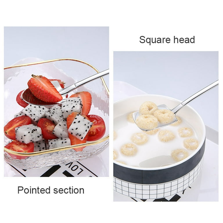 4Pcs Stainless Steel Ice Cream Spoons Retro Square Head Dessert
