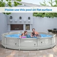 thumbnail image 2 of Costway Piscine Ronde hors Terre pour Patio, Piscine à Cadre avec Couverture de Piscine, Cadre en Fer, Gris, 2 of 7