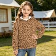thumbnail image 3 of Spazoro Girls Hooded Sweatshirt with Pockets, Long Sleeve Drawstring Hooded Neck Warm Leopard Print Pullover Tops Casual Hoodies for School Brown Size 13, 3 of 8