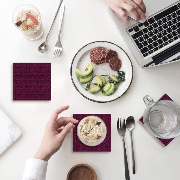 FMSHPON Merry Christmas Abstract Snowflake Set of 6 Coaster for Drinks, Absorbent Ceramic Stone Coasters Cup Mat with Cork Base for Home Kitchen Room Coffee Table Bar Decor