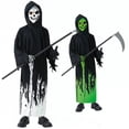 thumbnail image 2 of XXWXYD Boys Skeleton Halloween Costum𝖾 Set - Skul𝗅 Print Hooded Robe Cloak with Mas𝗄 and Gloves, 3 Piece Cos-play Outfit for Kids Halloween Party Dress Up, 2 of 5