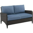 thumbnail image 1 of Afuera Living Transitional Outdoor Patio Wicker Loveseat in Brown/Cool Blue, 1 of 10