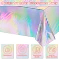 thumbnail image 2 of Taotanxi Holographic Foil Tablecloth 54x108 Inch - Mermaid Theme Party Decor for Kids Birthday, Baby Shower & Bachelorette Events - Disposable Cover, 2 of 7