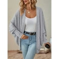 thumbnail image 4 of Womens Oversized Soft Knit Cardigan Sweater with Pockets Light Gray S, 4 of 7