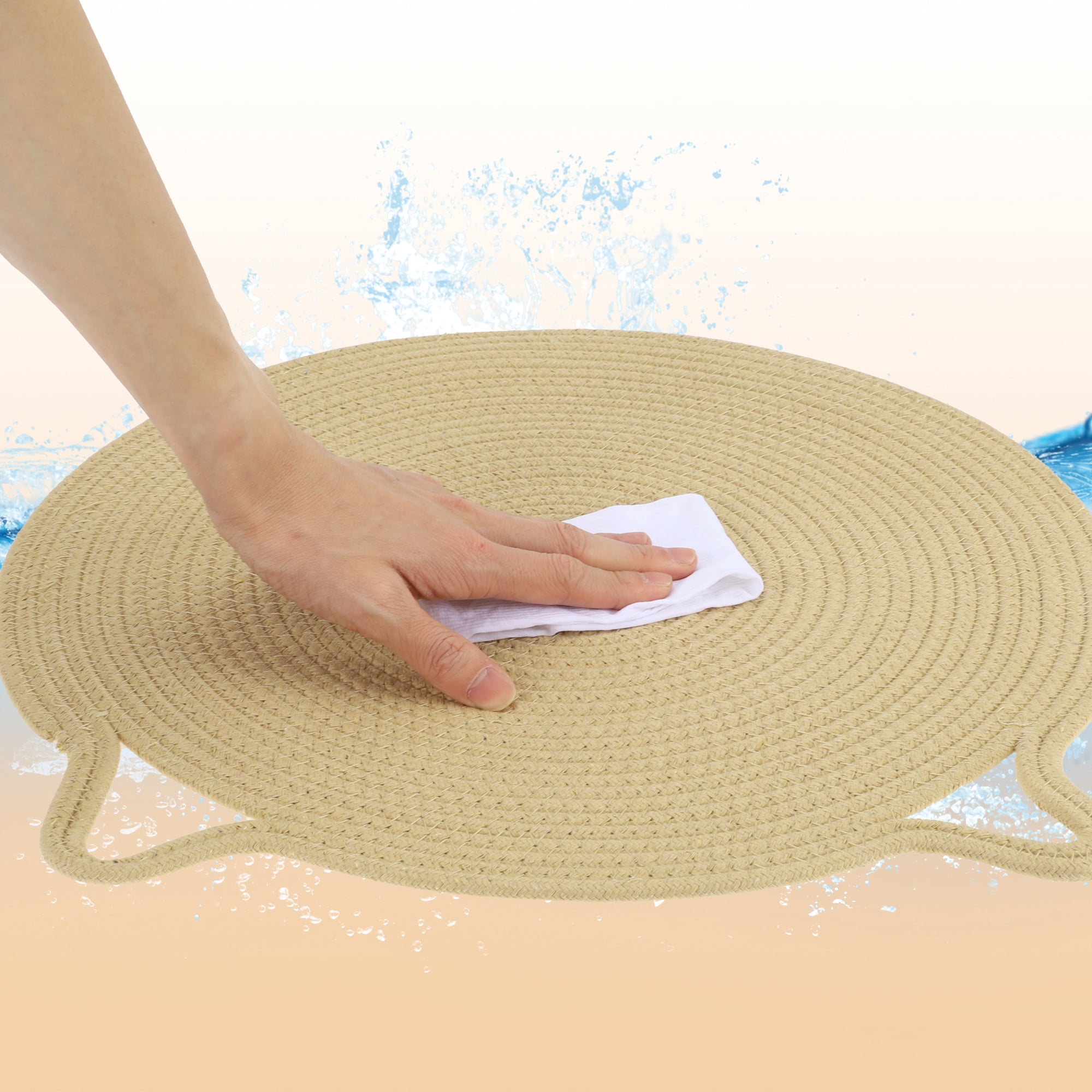 Unique Bargains Cotton Rope Cat Scratcher Mat  Floor Protector Beige 16.54"
