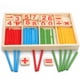thumbnail image 3 of Palitos de madera para contar letras y números, bloques de construcción con palitos de inteligencia matemática, tarjetas de madera con números y varillas para contar con caja, 3 of 7