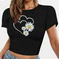 thumbnail image 5 of Drses‌‌ ‌‌‌Ladies' Casual Vintage Crop Top - Round Neck Short Sleeve Breathable Cotton Shirt, 5 of 6
