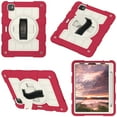 thumbnail image 7 of Kids Friendly Case for iPad Pro 11 2022/2021/2020/2018, for iPad Air 5/Air 4 Tablet Case - with Rotatable Wristband Hidden Stand Shoulder Strap Military Grade Shockproof Cover - Red, 7 of 7