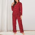 thumbnail image 2 of Balery Vintage Burgundy Pattern Pajama Sets for Women Long Sleeve 2 Piece Sleepwear Loungewear Sets Soft PJ's with Pockets Long Sleeve Comfy Pj Sets-, 2 of 7