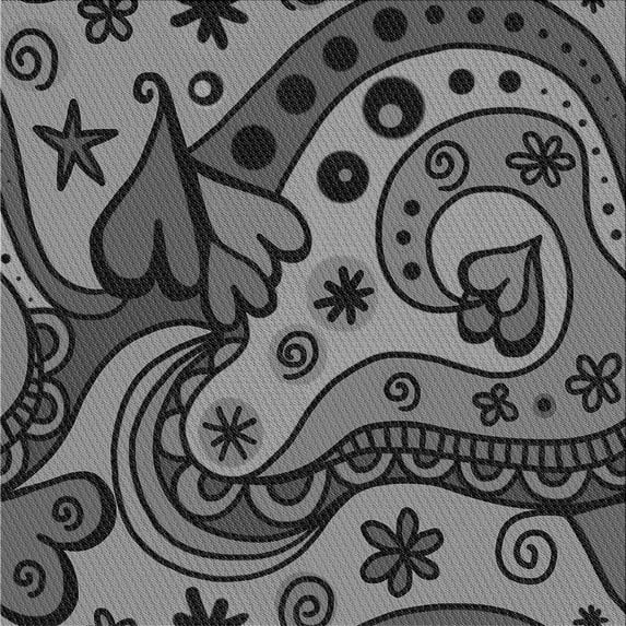 Ahgly Company Indoor Square Patterned Dark Gray Black Area Rugs, 5' Square