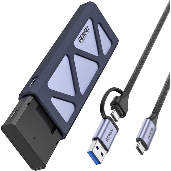 BENFEI M.2 NVME SSD Enclosure, Tool-Free USB C (10Gbps) to NVME Adapter Supports 10s Power Loss Protection, Compatible with NVME M and B&M Keys with Size 2230/2242/2260/2280 SSDs