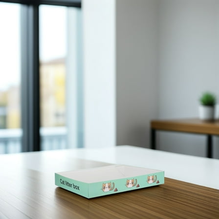 LEORX Paper Cat Litter Box with Semi Enclosed Splash Guard for Clean Disposal