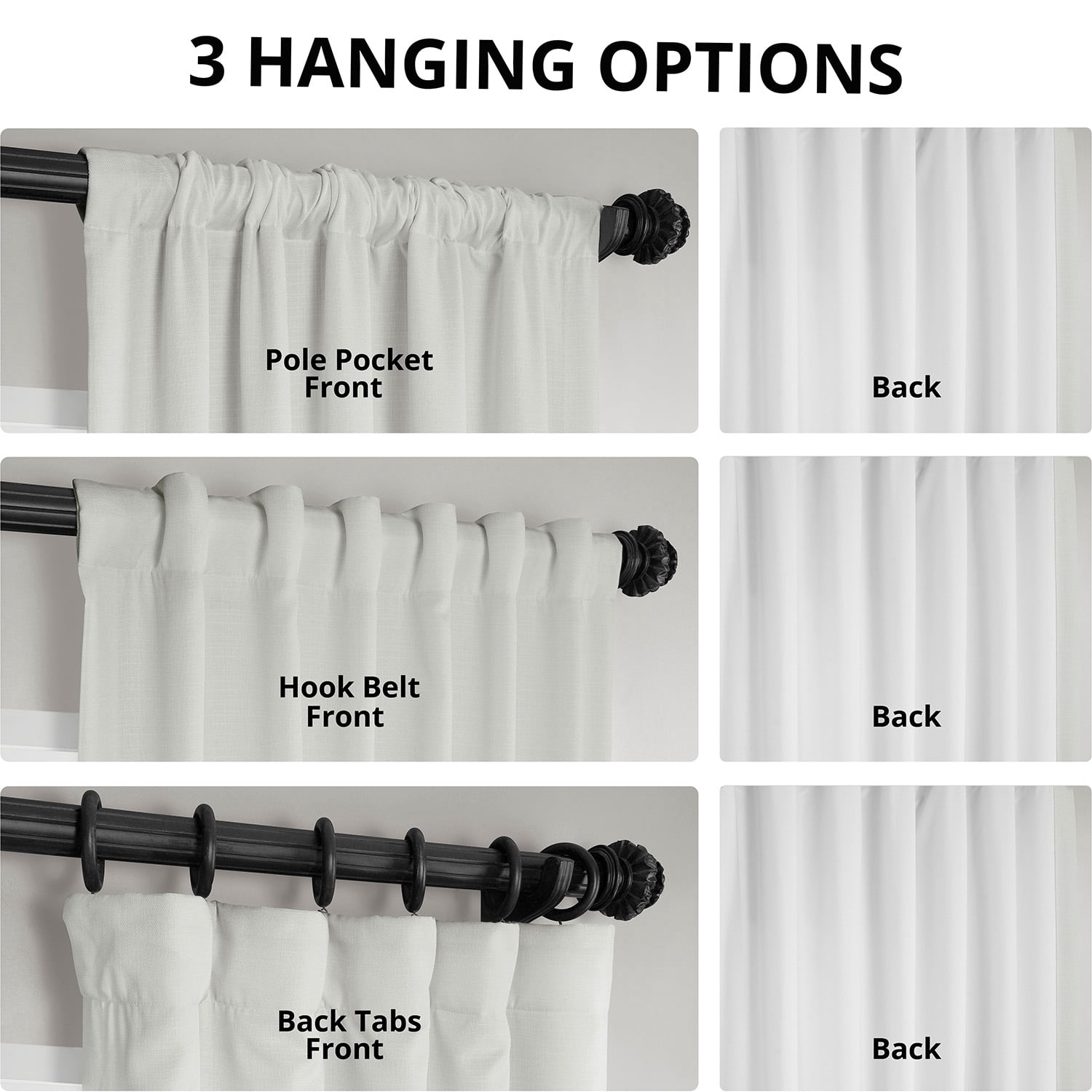 HPD Half Price Drapes Magnolia Off White Italian Faux Linen Room Darkening Curtains with Rod Pocket - 1 Panel - Window Curtains for Living Room & Curtains for Bedroom, 50W X 84L