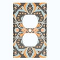 thumbnail image 2 of Metal Light Switch Plate Cover Blue Orange Mandala Flower Tile Pattern MDL042, 2 of 13
