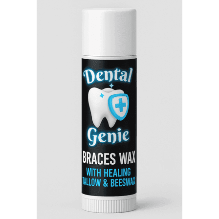 Dental Genie: Braces Wax Stick- Soothing Tallow & Beeswax- Unflavored, 2 Pack