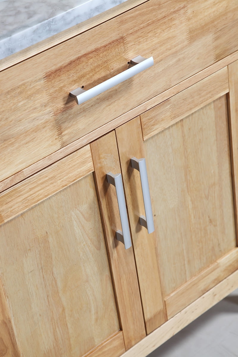 Design Element London 72" Double Sink Bathroom Vanity Set in Honey Oak Finish with Carrara Marble Top