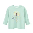 thumbnail image 4 of Girls Summer Graphic Tees Cotton Kids Floral T Shirt 3/4 Sleeve Crewneck Plain Cute Basic Tops Casual Athletic, 4 of 4