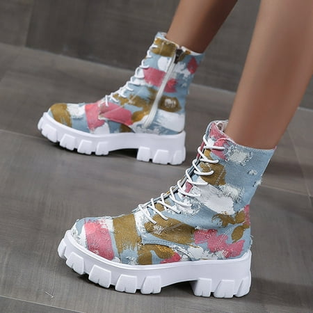 

Sanbonepd Ankle Boots Women S Thicksoled Retro Fashion Combat Boots Breathable Shoes Slipon Women S Boots