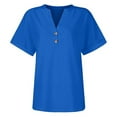 thumbnail image 6 of Kcolen Women's Dressy Casual Blouses To Wear with Jeans Summer Solid Color Short Sleeve T-Shirts V Neck Comfy Trendy Pullovers Loose Fit Fashion Blouse for Women, 6 of 6