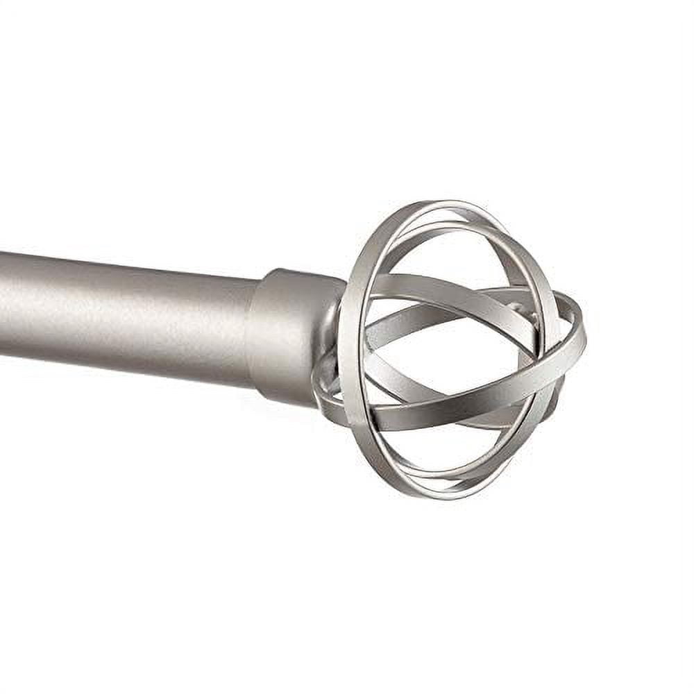 Exclusive Home Jetson 1" Curtain Rod and Coordinating Finial Set, Matte Silver, Adjustable 36"-72"