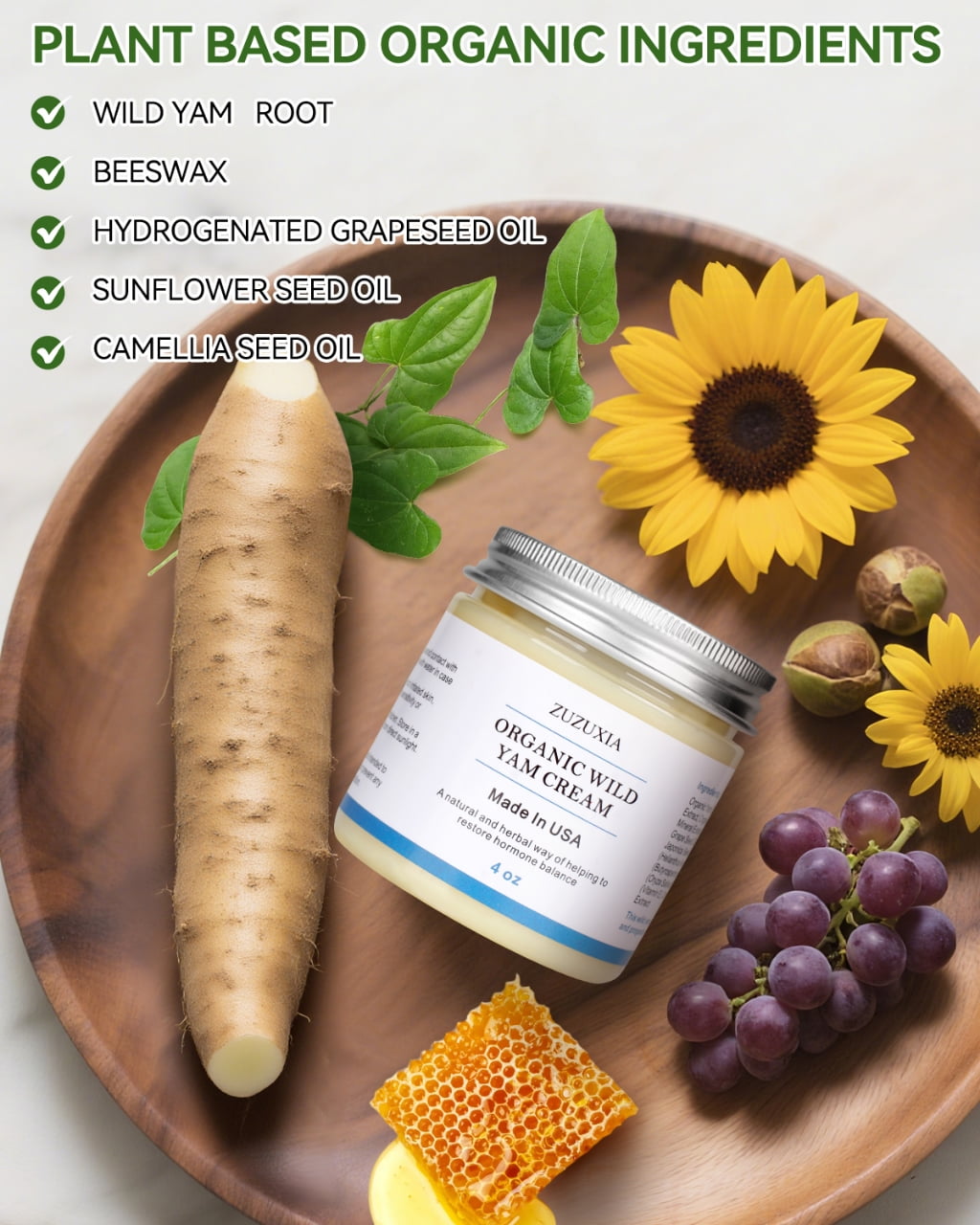 ZUZUXIA Organic Wild Yam Cream for Hormone Balance 4 OZ - Walmart.com