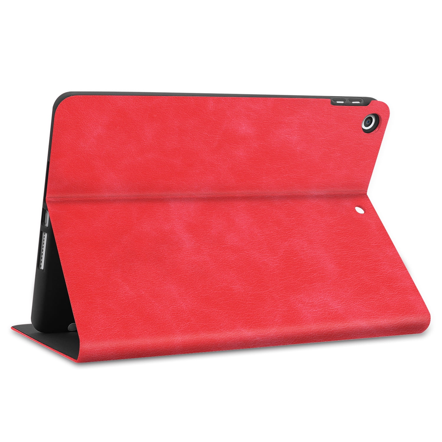 iPad 10.2" 7th Generation Case with Pencil Holder, Allytech Slim Fit PU Leather Folio Flip Stand Smart Cover Auto Sleep Wake Full Protection Shockproof Cases Covers for Apple iPad 7th Gen,Red