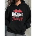 thumbnail image 2 of Women'S Boxing-Therapy Hoodie - Boxing Gym Sweatshirt with Boxing Gloves Graphic, Workout Hoodie for Boxing Fans, All-Season Training Apparel, Fitness Apparel, Casual Style, Durable Material, 2 of 5