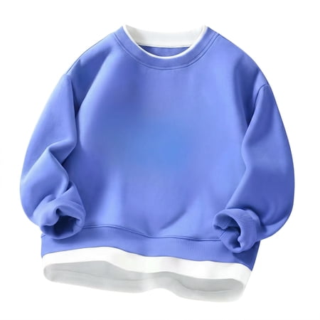 EnJoCho Teen Girl Sweatshirt False Two-Piece Long Sleeve Crewneck Sweatshirt Kids Lightweight 2026 Sweater for Toddler Girls Boys Crewneck Sweatshirts Long Sleeve