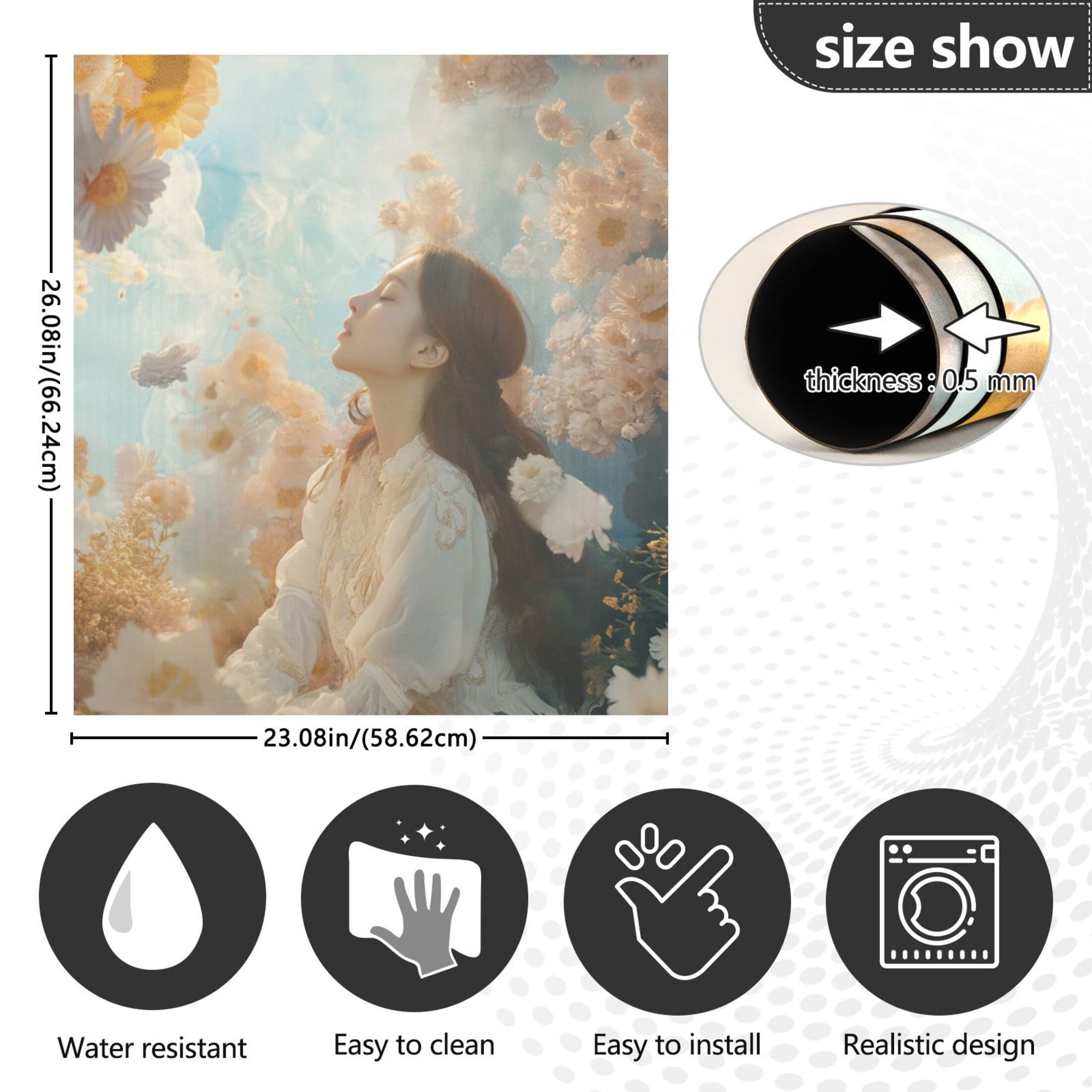 Dishwasher Magnetic Sticker 23x26 Inch Refrigerator Magnetic Sticker Washing Machine Magnetic Sticker Kitchen Panel Magnetic Sticker Home Decor Beauty Flower Beauty