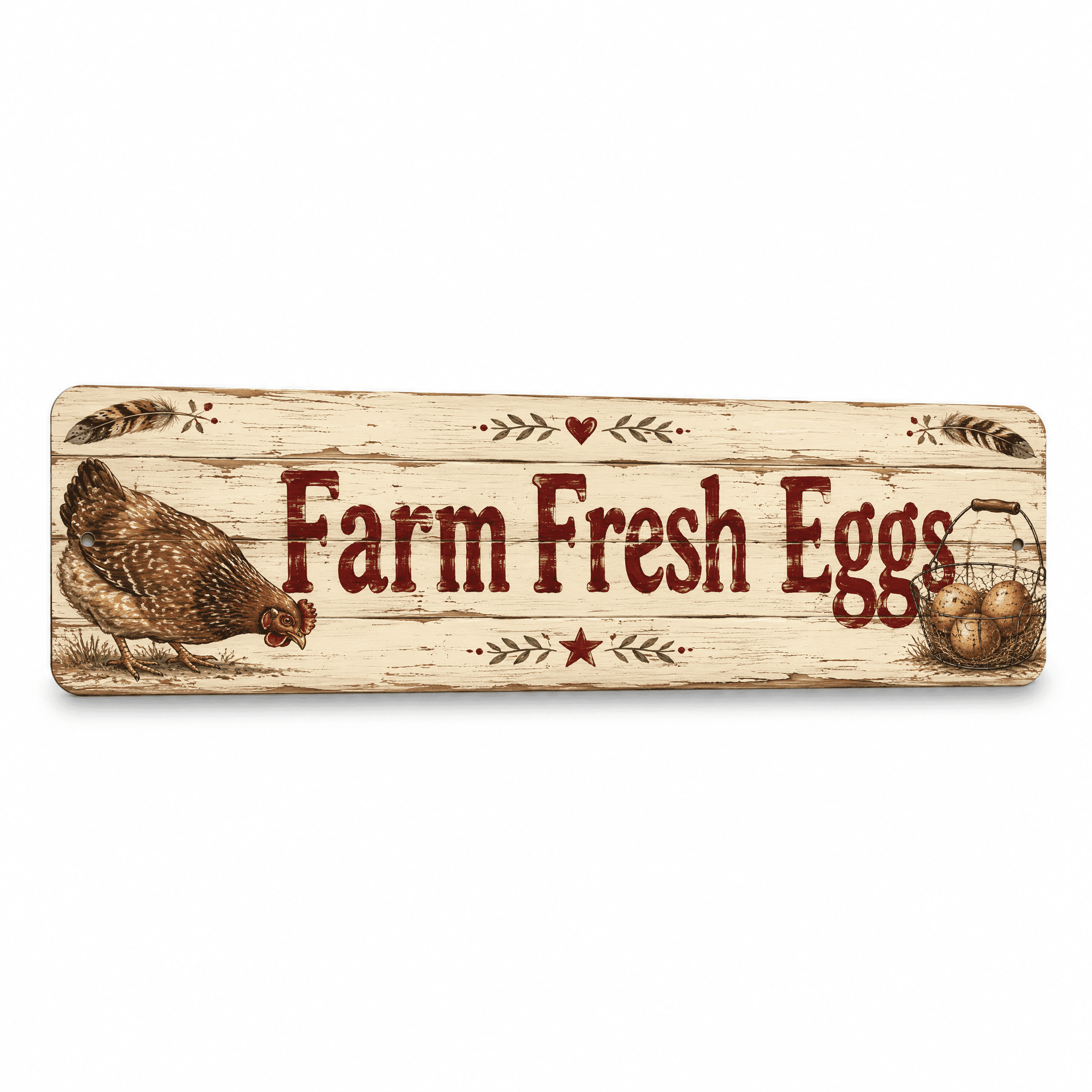 Vintage FARM FRESH EGGS Folksy Barnwood Metal Sign - 15 x 5 Farm Wall Decor for Country Kitchens & Hobby Farmers