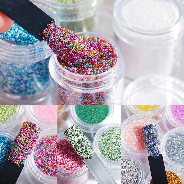 Caviar Beads Mix Design Nail Art  Color Glass Caviar Nail Beads - 1jar  Beads Crystal - Aliexpress