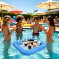 thumbnail image 4 of Summer Pool Floating Ice Bar Tray, Buoyant Fruit Beverage Serving Holder, Thickened PVC Inflatable Cup Holders, Water Entertainment Float for Pool Party Summer Activities, A-Blue, 4 of 7