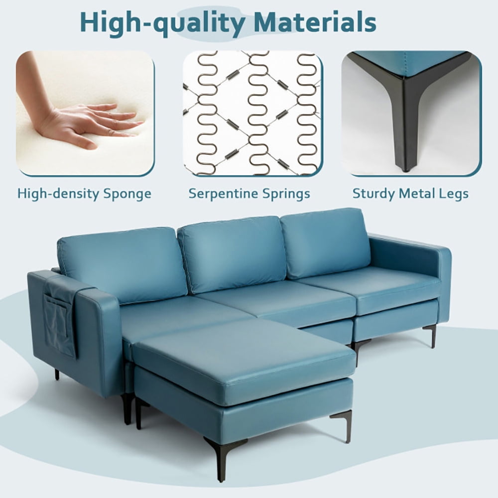 Finihen L-shaped Sectional Sofa Couch, Convertible Sectional Sofa, Modular L-shaped Sectional Sofa with Reversible Chaise and 2 USB Ports, for Living Room, Green Finihen L-shaped Sectional Sofa Couch, Convertible Sectional Sofa, Modular L-shaped Sectional Sofa with Reversible Chaise and 2 USB Ports, for Living Room, Green