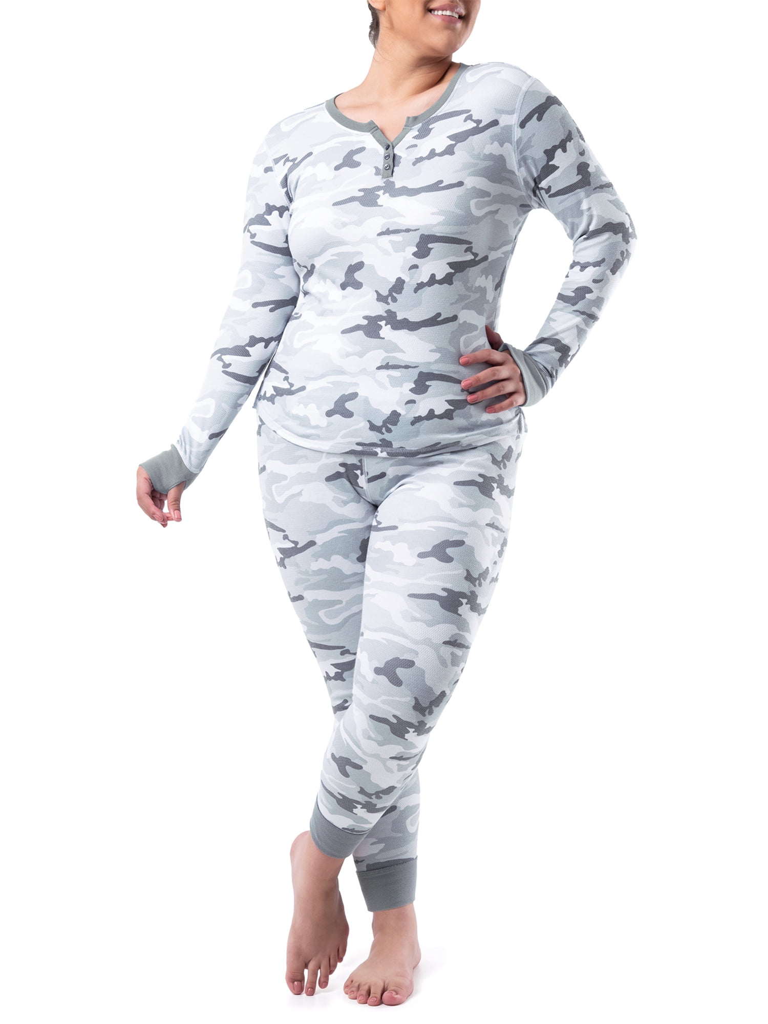 Fruit of the Loom Women's and Women's Plus Thermal Henley Top & Bottom Set