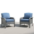 thumbnail image 4 of Ovios Patio Chairs Set of 2 All-Weather Wicker Patio Furniture Chairs Set Rattan High-Back Outdoor Armchairs with Cushions, Denim Blue, 4 of 9