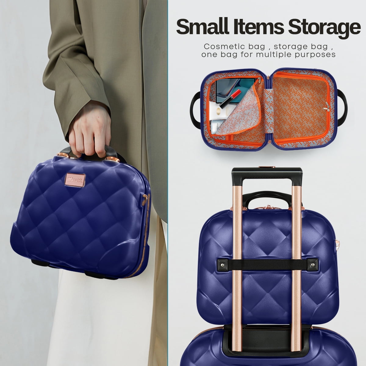4-Piece Hardside Luggage Set, Lightweight Spinner Suitcases with TSA Lock, Expandable, Navy, 14"/20"/25"/29", WD8810