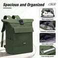 thumbnail image 5 of SYCNB Rolltop Backpack for Men & Women, Waterproof Travel Backpack with computer compartment, 24L/27L Expandable Capacity Daypack for Work College Trip, Olive Green, 5 of 6